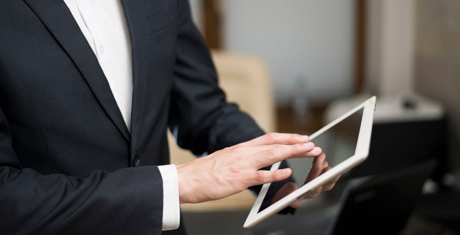 man using a tablet