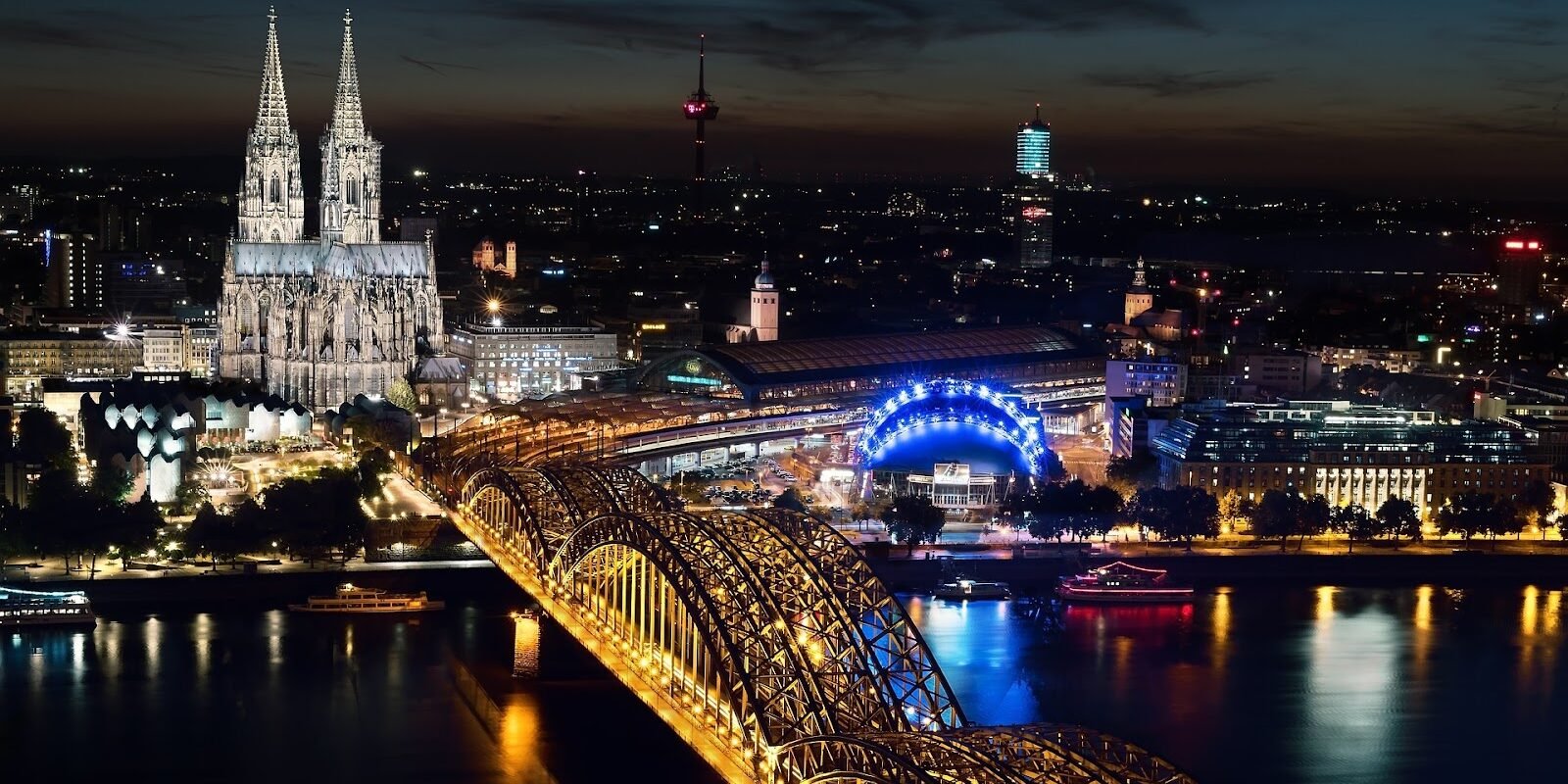 The Cologne Cathedral and Hohenzollern Bridge in Germany